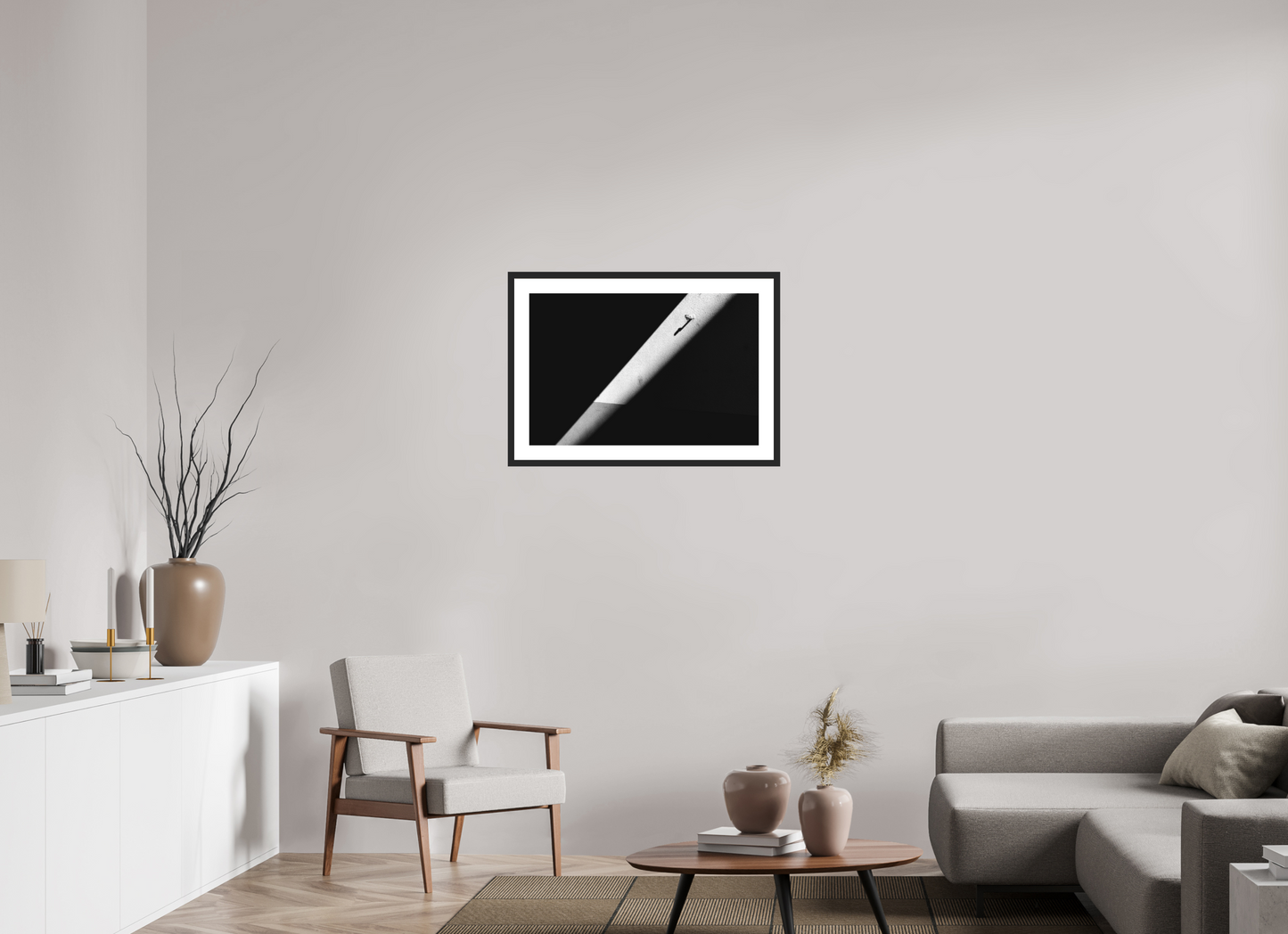 75 x 50 cm, Ilford Framed with Passepartout and Premium Glass Isolation - Abstrakte Schwarzweiß-Fotografie - Hochwertiger Abzug in Galeriequalität