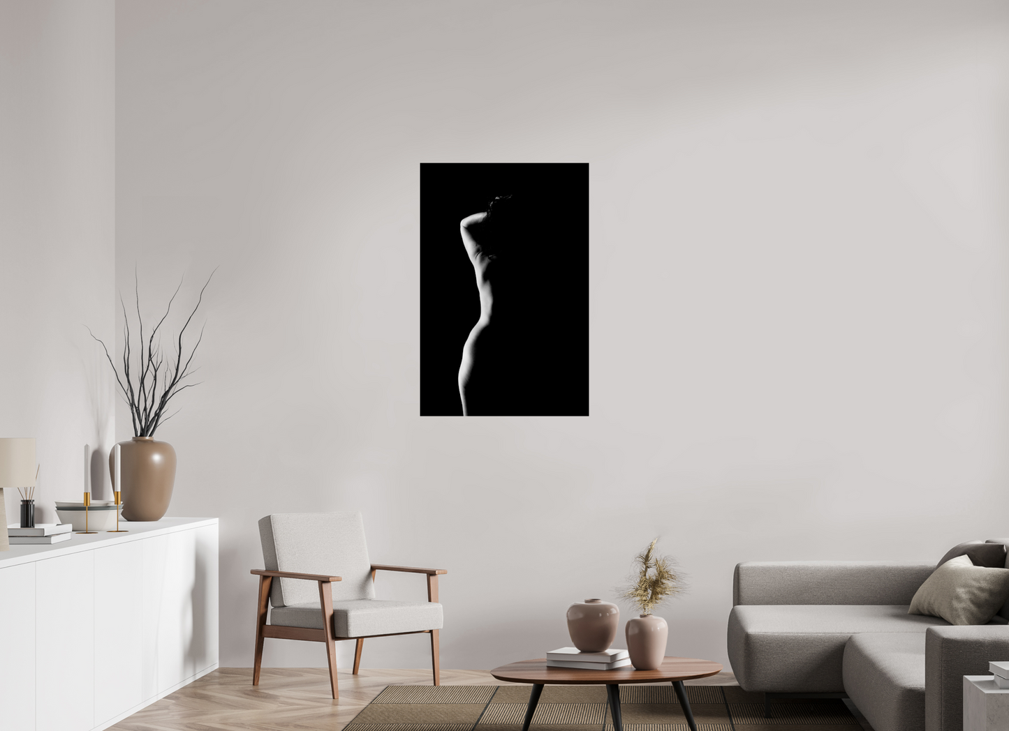 Crescent Moon - Schwarzweiß-Fotografie, Teilakt - Hochwertiger Abzug in Galeriequalität
