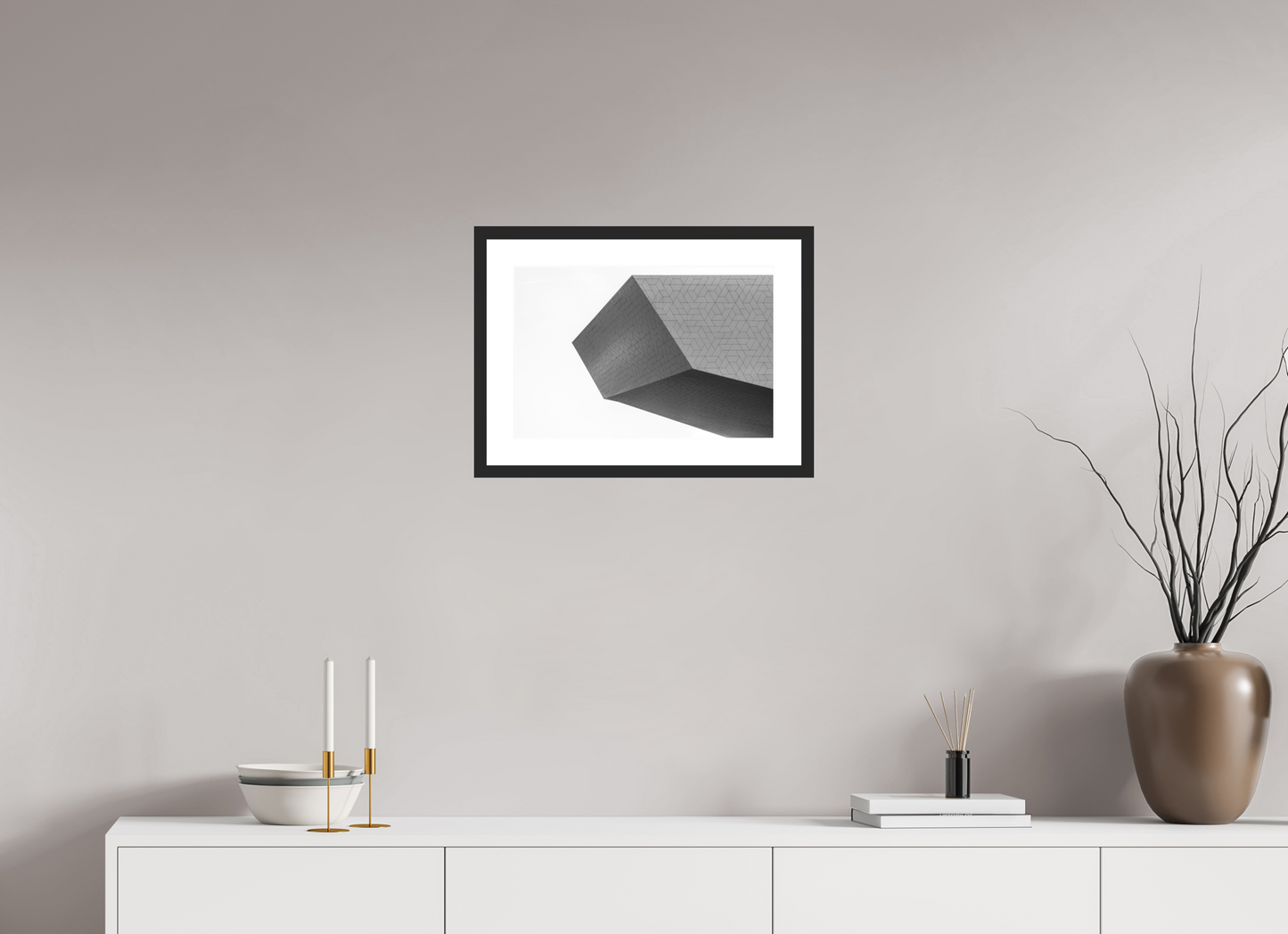 45 x 30 cm, Ilford Framed with Passepartout and Premium Glass Intruder - Schwarzweiß-Architekturfotografie - Hochwertiger Abzug in Galeriequalität