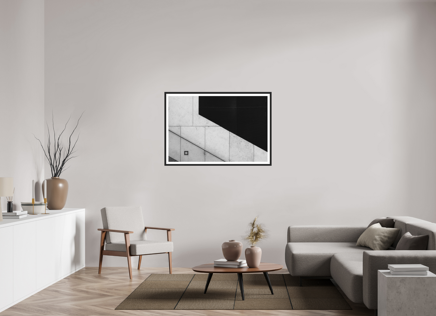 120 x 80 cm, Ilford on Aluminium, Framed with Border Cut - Abstrakte Schwarzweiß-Fotografie - Hochwertiger Abzug in Galeriequalität