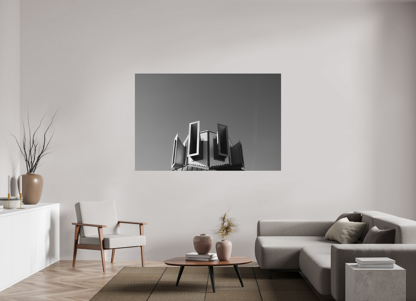 Horns - Abstrakte Schwarzweiß-Architekturfotografie - Hochwertiger Abzug in Galeriequalität