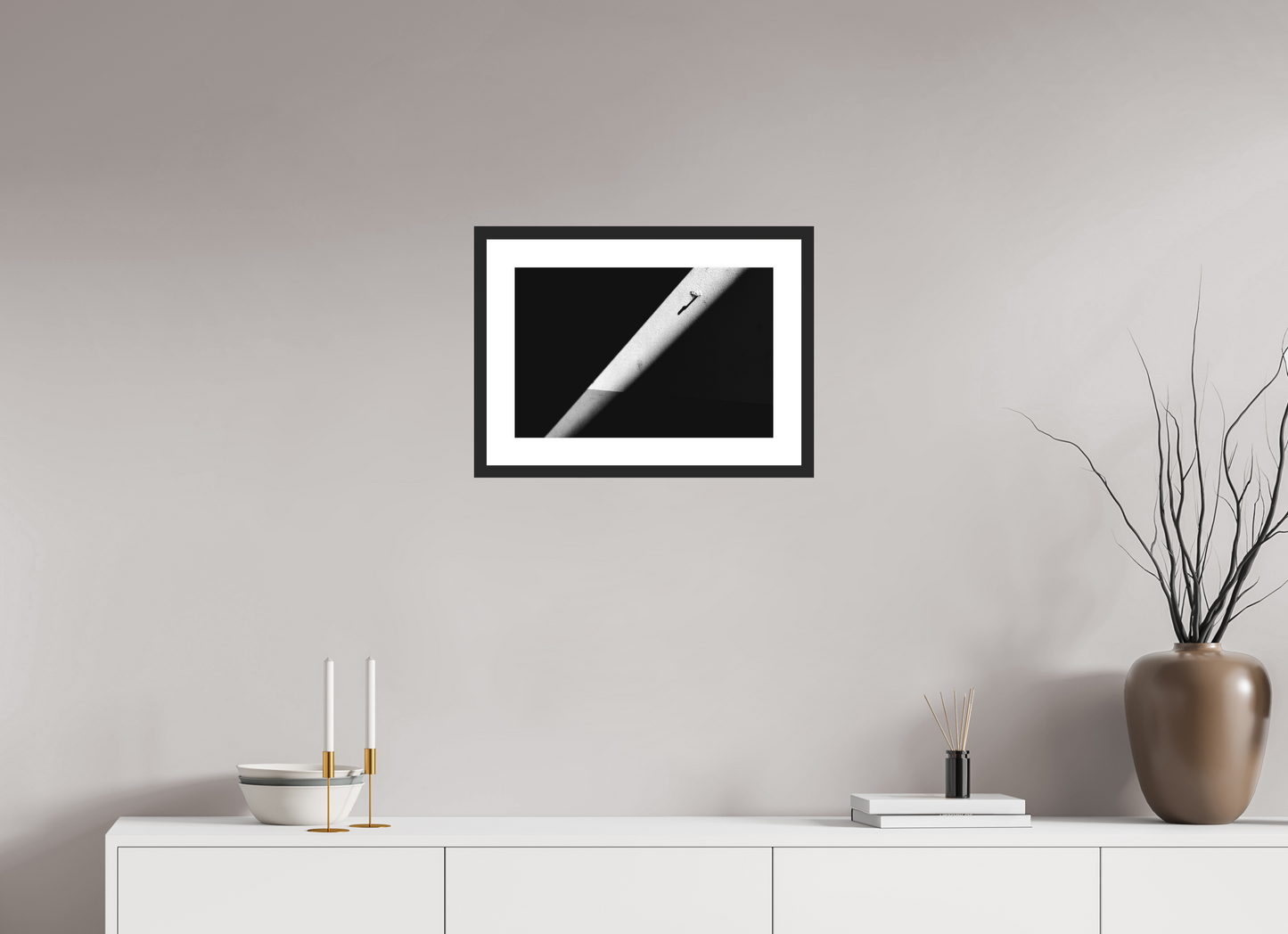 45 x 30 cm, Ilford Framed with Passepartout and Premium Glass Isolation - Abstrakte Schwarzweiß-Fotografie - Hochwertiger Abzug in Galeriequalität