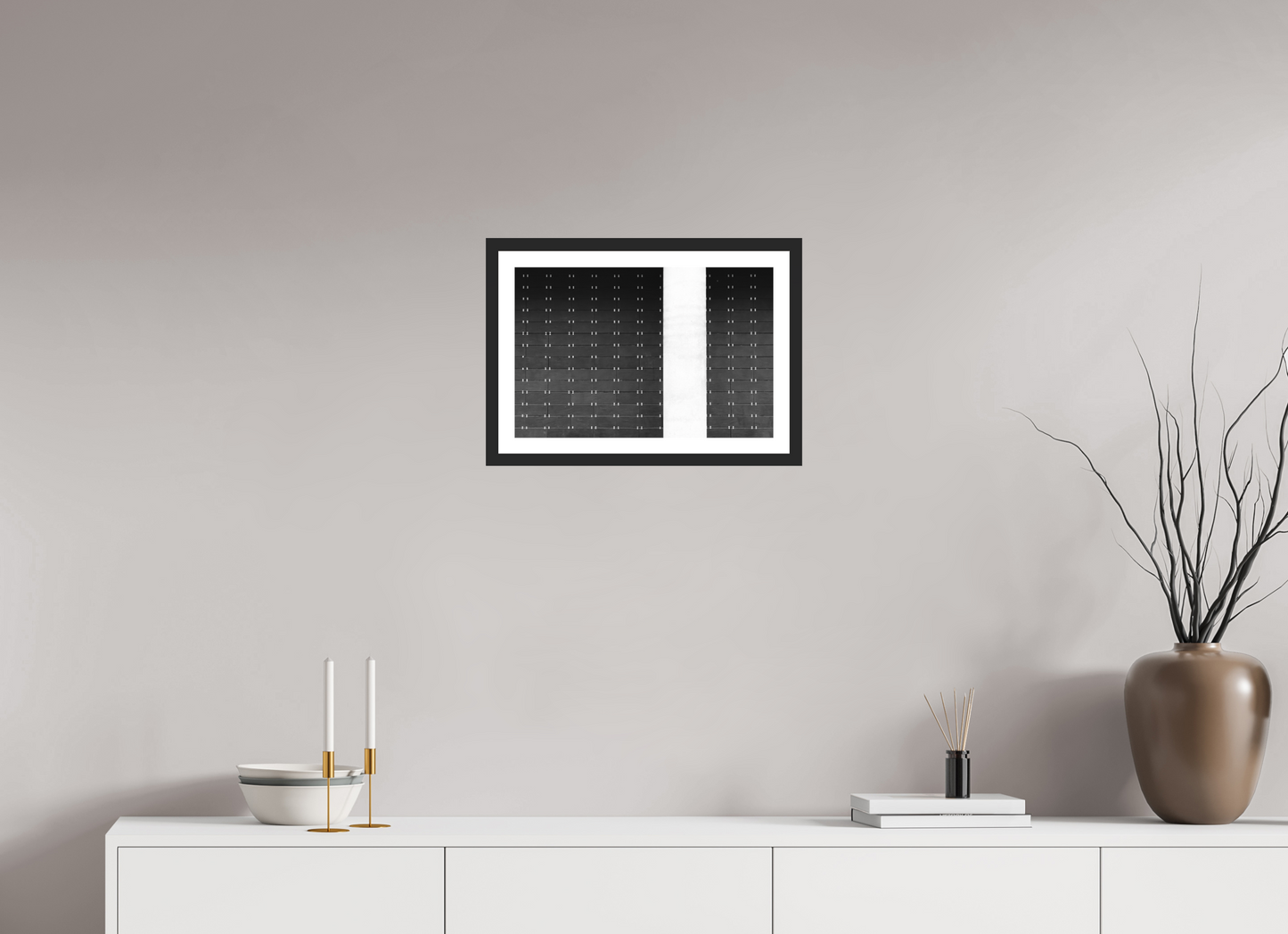 45 x 30 cm, Ilford on Aluminium behind Acrylic Glass, Framed with Border Drawers -Schwarzweiß-Fotografie, Naheinstellung - Hochwertiger Abzug in Galeriequalität