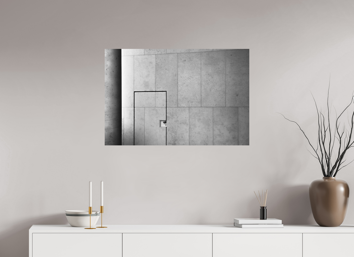 90 x 60 cm, Ilford on Aluminium Shut - Schwarzweiß-Architekturfotografie - Hochwertiger Abzug in Galeriequalität