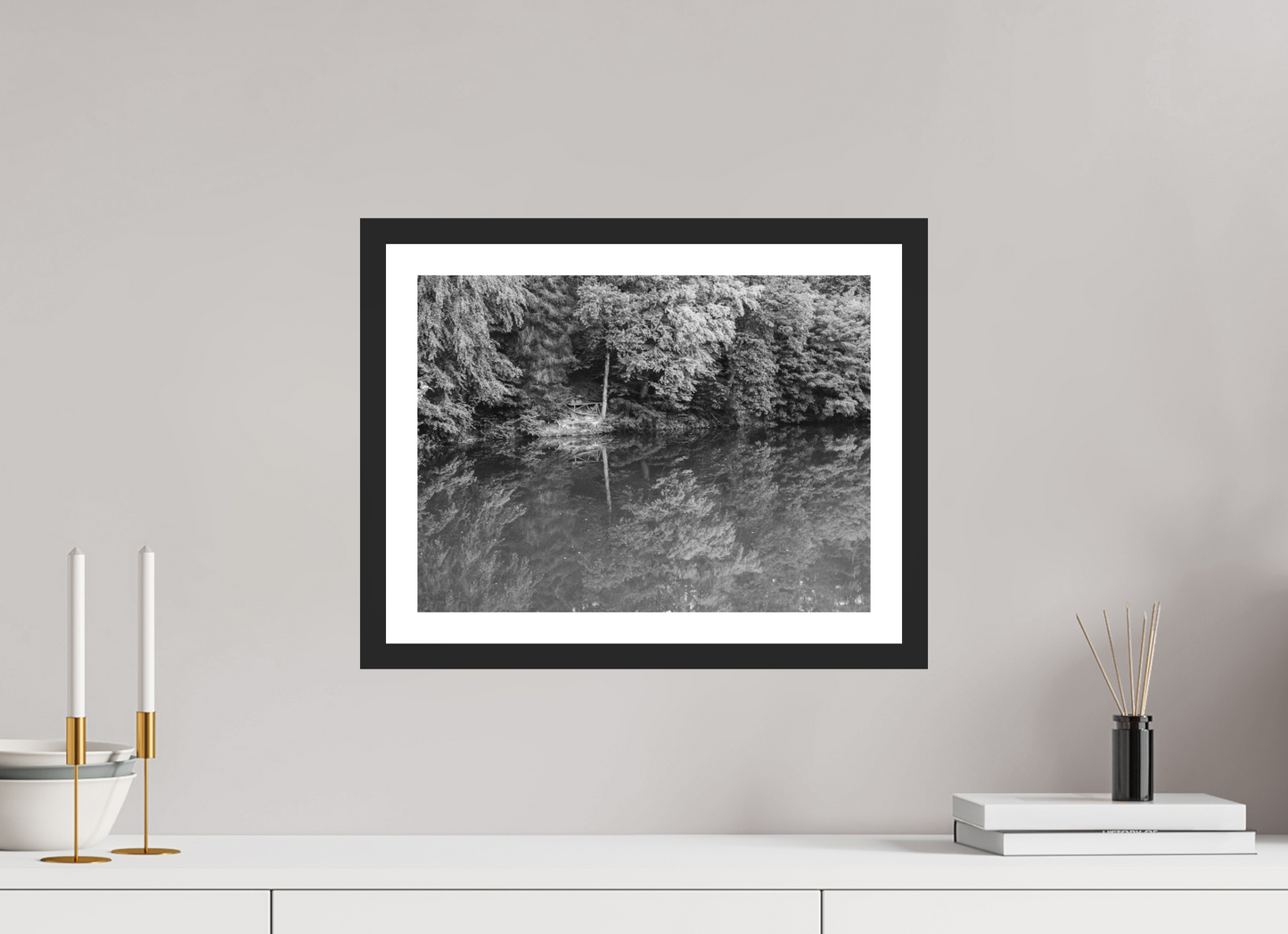 40 x 30 cm, Ilford on Aluminium, Framed with Border Parallel - Schwarzweiß Landschaftsfotografie - Hochwertiger Abzug in Galeriequalität