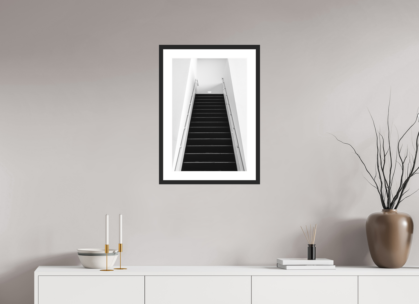 40 x 60 cm, Baryta Framed with Passepartout and Premium Glass Climb - Schwarzweiß-Architekturfotografie - Hochwertiger Abzug in Galeriequalität