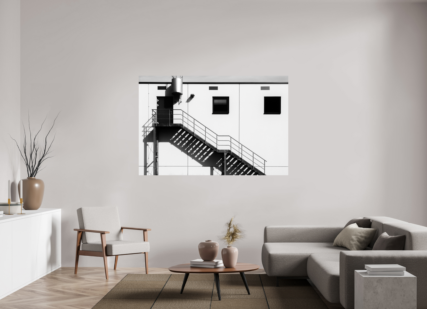 180 x 120 cm, Ilford Photo Print Floating - Schwarzweiß-Architekturfotografie - Hochwertiger Abzug in Galeriequalität