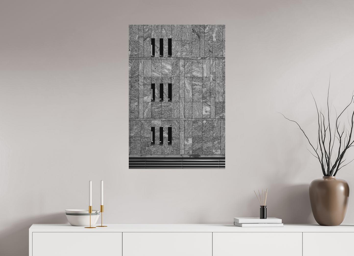60 x 90 cm, Ilford on Aluminium Nine - Schwarzweiß-Architekturfotografie - Hochwertiger Abzug in Galeriequalität