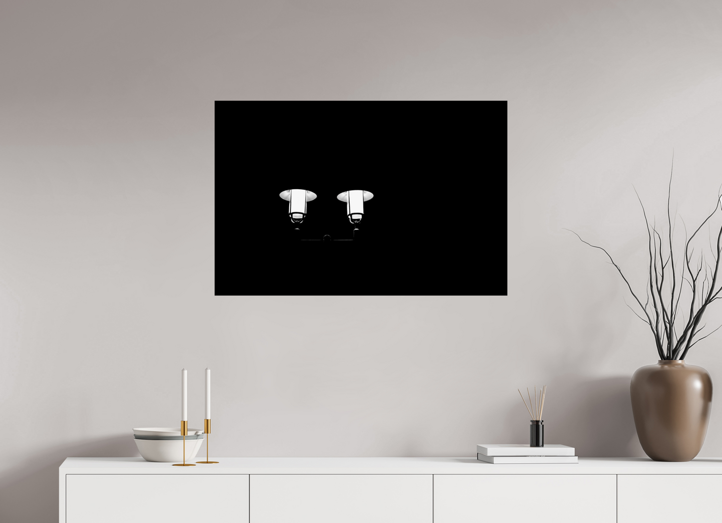 90 x 60 cm, Baryta Photo Print Epiphanies - Minimalistische Schwarzweiß-Nachtfotografie - Hochwertiger Abzug in Galeriequalität