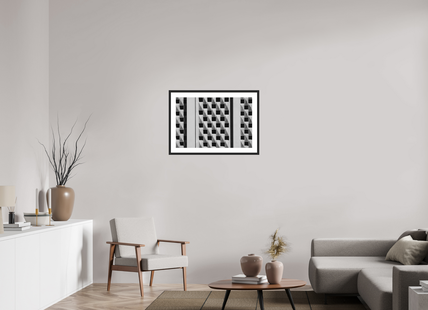75 x 50 cm, Ilford Framed with Passepartout and Premium Glass Waffle - Abstrakte Schwarzweiß-Fotografie - Hochwertiger Abzug in Galeriequalität