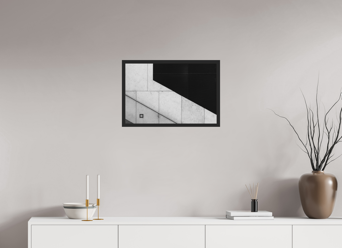 60 x 40 cm, Ilford on Aluminium, Framed Cut - Abstrakte Schwarzweiß-Fotografie - Hochwertiger Abzug in Galeriequalität