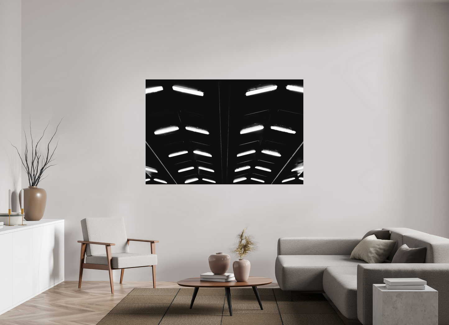 Flock - Abstrakte Schwarzweiß-Nachtfotografie - Hochwertiger Abzug in Galeriequalität