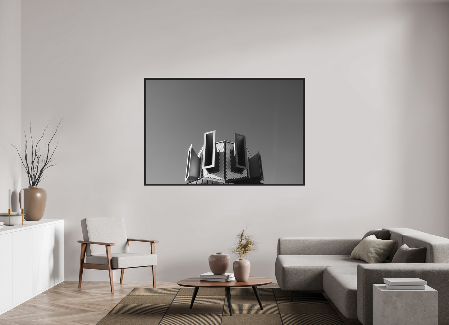 Horns - Abstrakte Schwarzweiß-Architekturfotografie - Hochwertiger Abzug in Galeriequalität