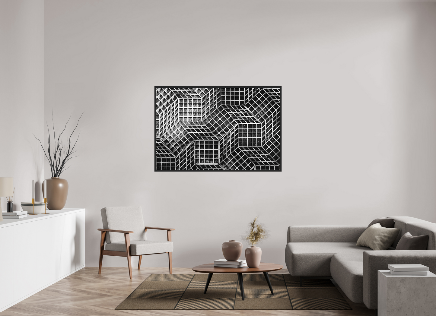 Rubik's Cube - Abstrakte Schwarzweiß-Fotografie, Naheinstellung - Hochwertiger Abzug in Galeriequalität