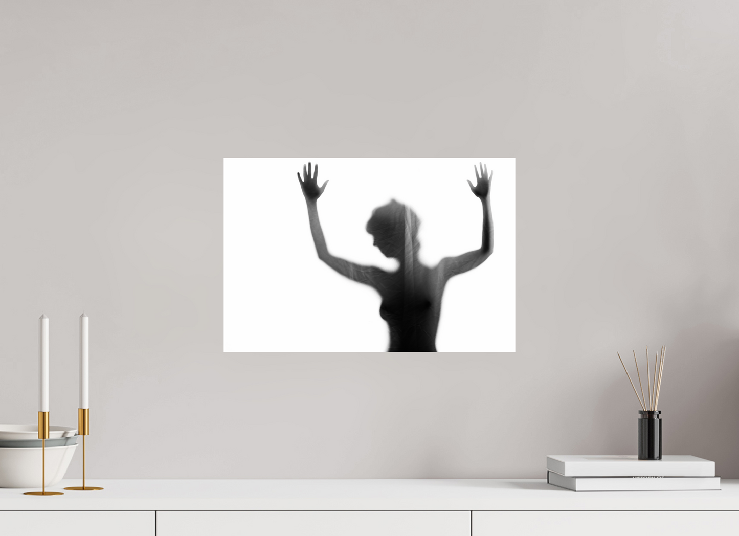 45 x 30 cm, Baryta Photo Print Veil III - Abstrakte Schwarzweiß-Fotografie - Teilakt - Hochwertiger Abzug in Galeriequalität