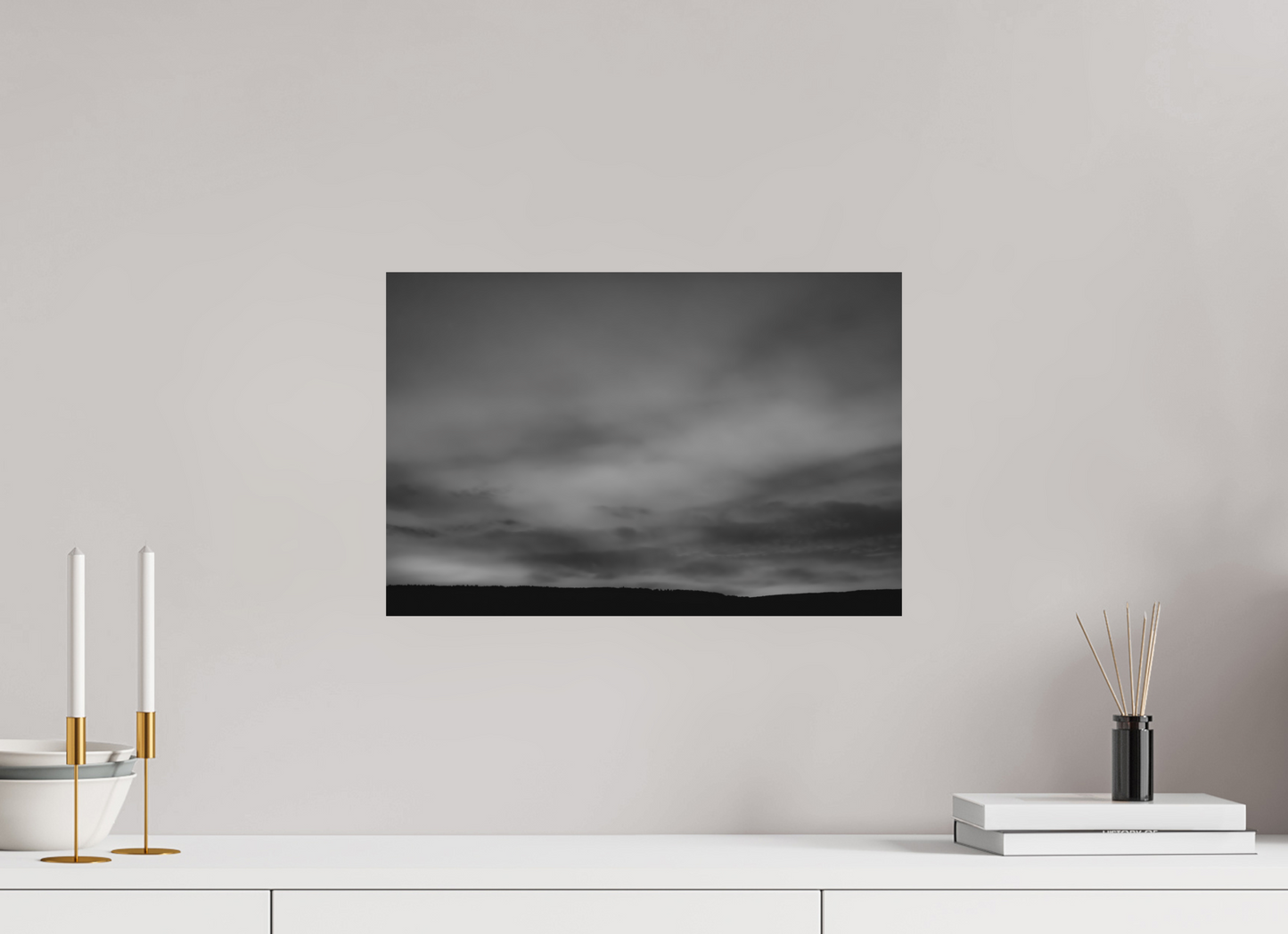 45 x 30 cm, Ilford on Aluminium Haze - Minimalistische Schwarzweiß-Landschaftsfotografie - Hochwertiger Abzug in Galeriequalität