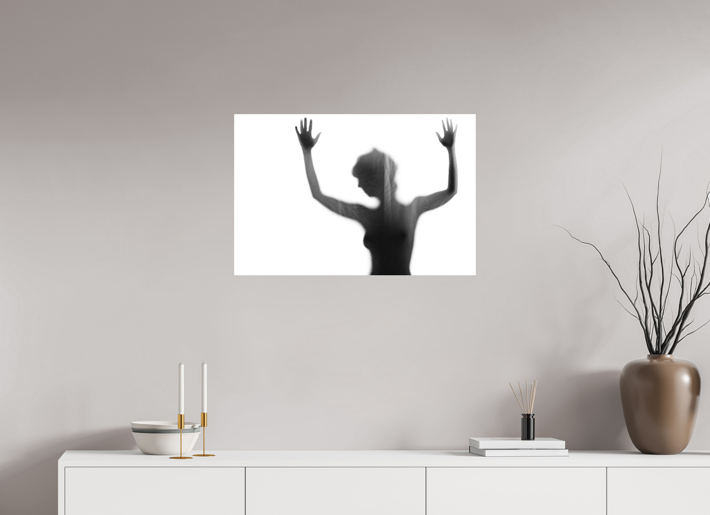 75 x 50 cm, Ilford on Aluminium Veil III - Abstrakte Schwarzweiß-Fotografie - Teilakt - Hochwertiger Abzug in Galeriequalität