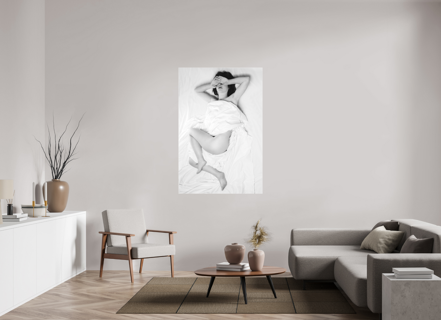 100 x 150 cm, Ilford on Aluminium behind Acrylic Glass Rise - Schwarzweiß-Fotografie - Teilakt - Hochwertiger Abzug in Galeriequalität