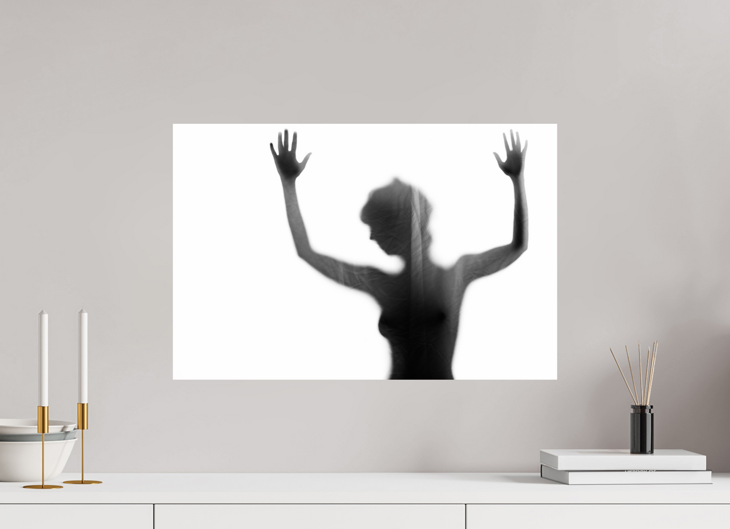 60 x 40 cm, Ilford Photo Print Veil III - Abstrakte Schwarzweiß-Fotografie - Teilakt - Hochwertiger Abzug in Galeriequalität