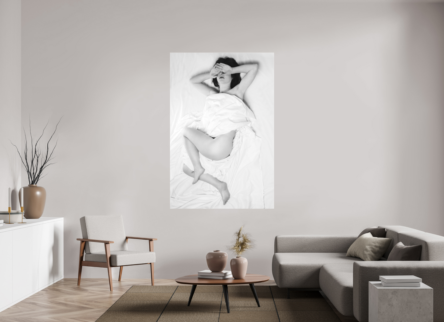 120 x 180 cm, Ilford on Aluminium behind Acrylic Glass Rise - Schwarzweiß-Fotografie - Teilakt - Hochwertiger Abzug in Galeriequalität