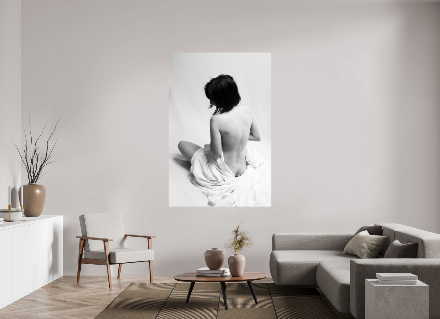 120 x 180 cm, Ilford Photo Print Absent II - Schwarzweiß-Fotografie - Teilakt - Hochwertiger Abzug in Galeriequalität