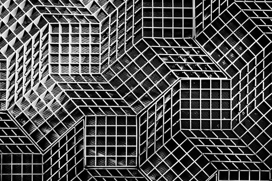 Rubik's Cube - Abstrakte Schwarzweiß-Fotografie, Naheinstellung - Instant High-Res Download