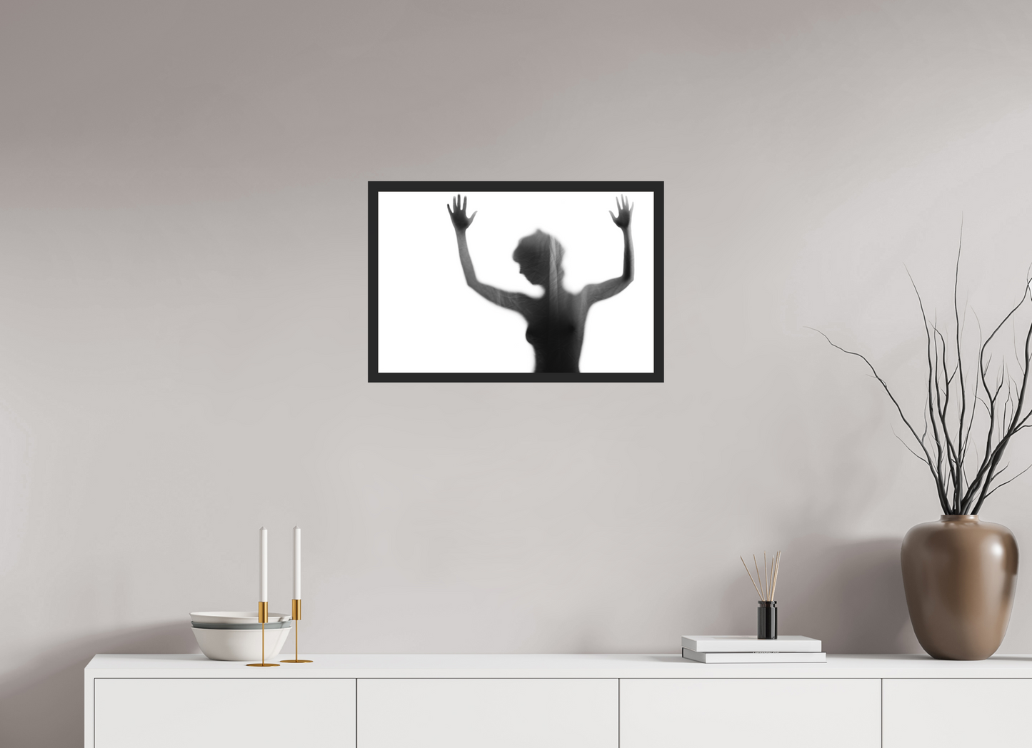 60 x 40 cm, Ilford on Aluminium, Framed Veil III - Abstrakte Schwarzweiß-Fotografie - Teilakt - Hochwertiger Abzug in Galeriequalität