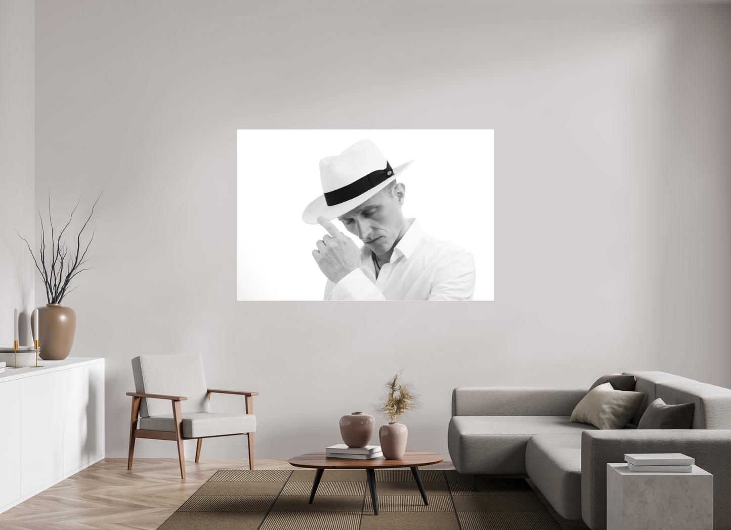 180 x 120 cm, Ilford on Aluminium behind Acrylic Glass Contemplation - Schwarzweiß-Fotografie - Portrait - Hochwertiger Abzug in Galeriequalität