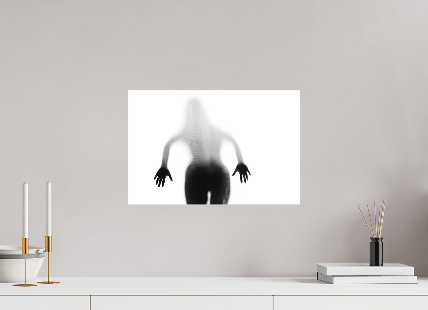 45 x 30 cm, Ilford on Aluminium Veil II - Abstrakte Schwarzweiß-Fotografie - Teilakt - Hochwertiger Abzug in Galeriequalität