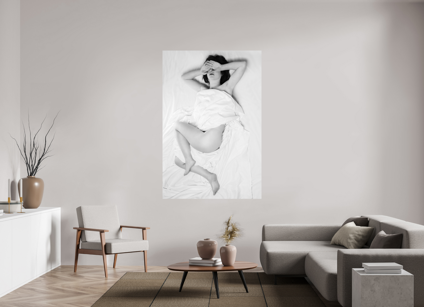 120 x 180 cm, Ilford Photo Print Rise - Schwarzweiß-Fotografie - Teilakt - Hochwertiger Abzug in Galeriequalität