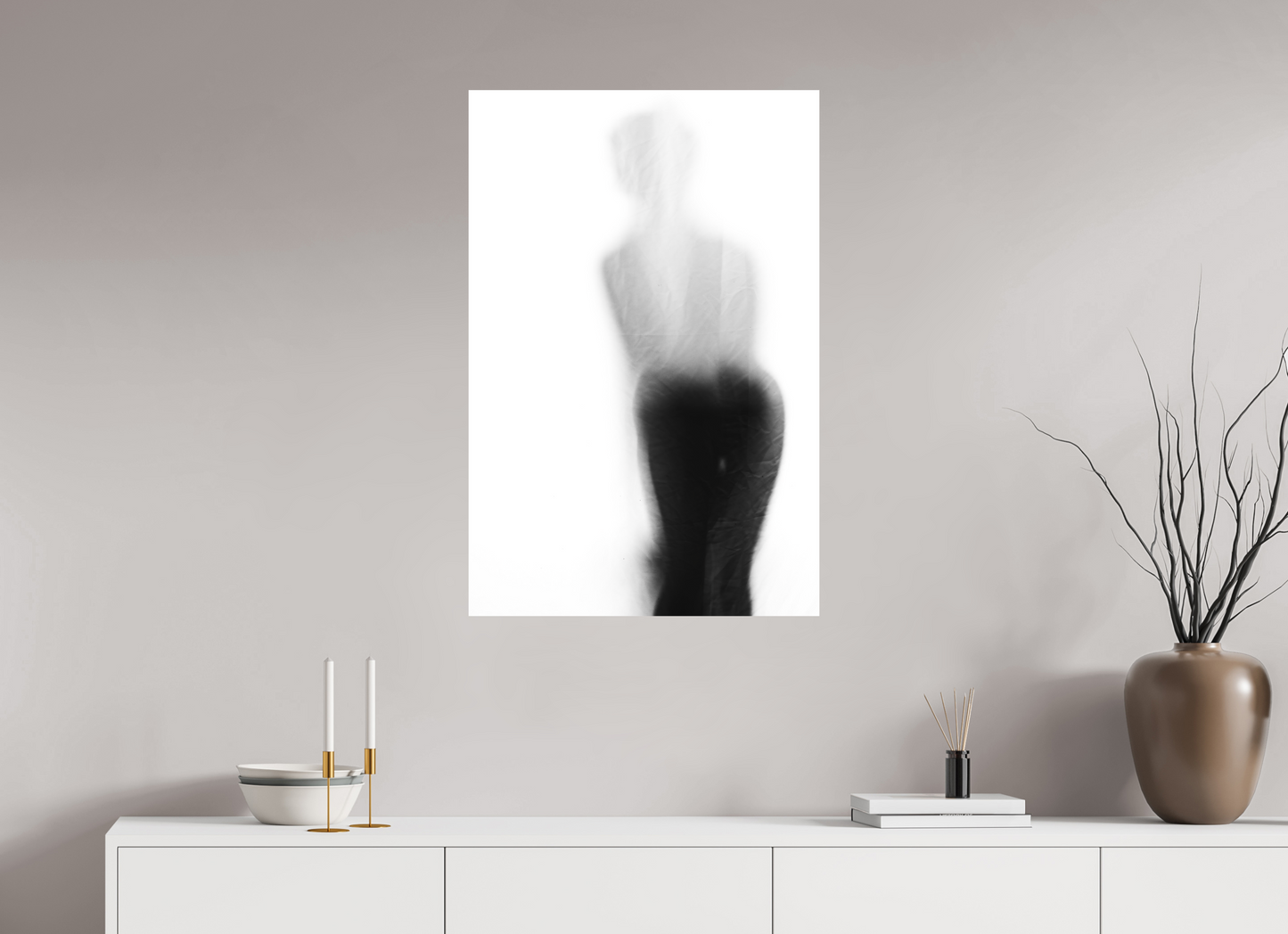 60 x 90 cm, Ilford on Aluminium Veil - Abstrakte Schwarzweiß-Fotografie - Teilakt - Hochwertiger Abzug in Galeriequalität