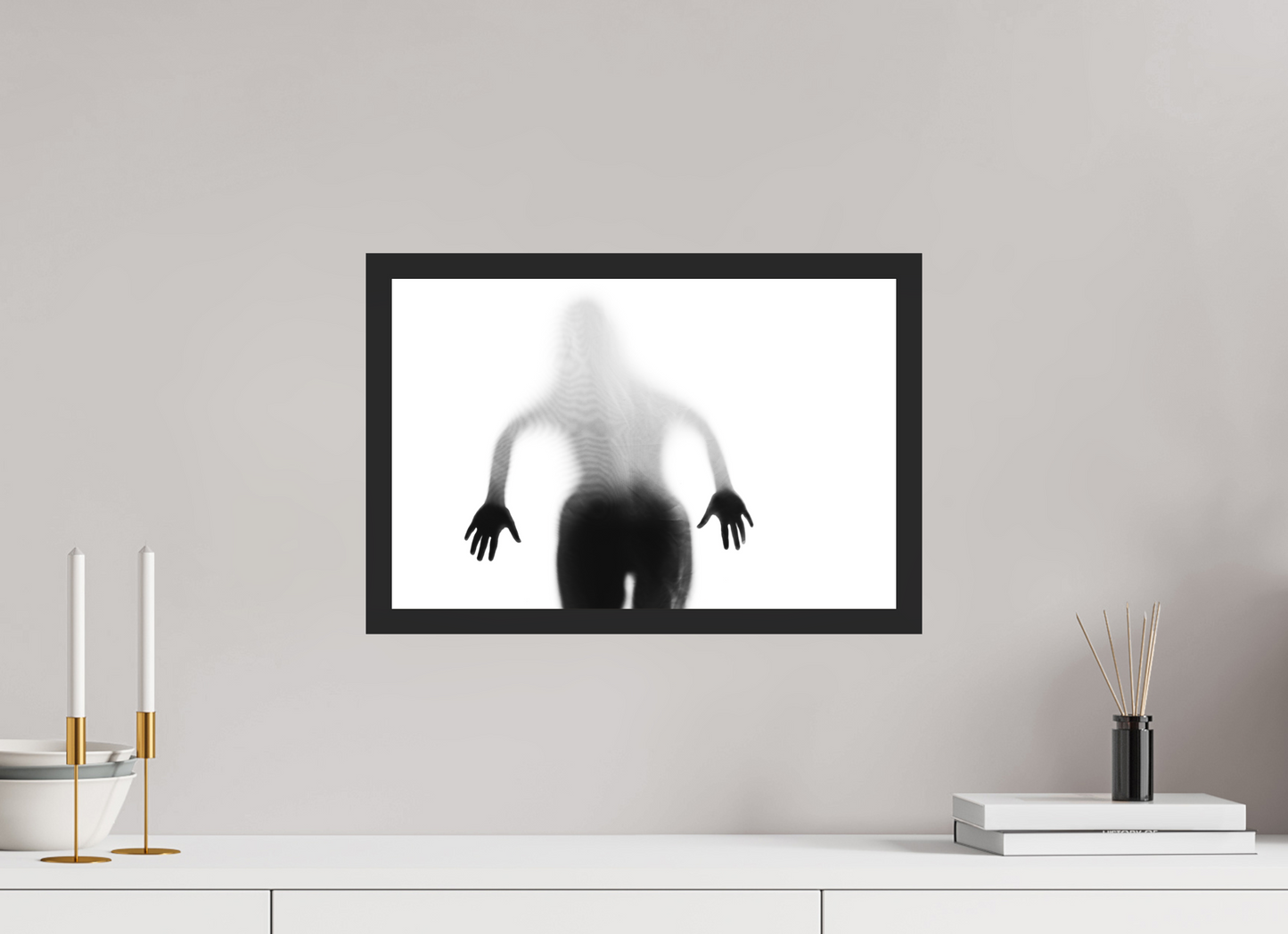 45 x 30 cm, Ilford on Aluminium, Framed Veil II - Abstrakte Schwarzweiß-Fotografie - Teilakt - Hochwertiger Abzug in Galeriequalität