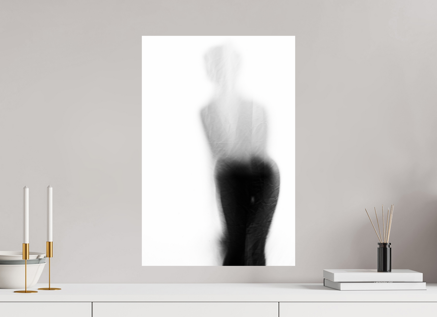 40 x 60 cm, Baryta Photo Print Veil - Abstrakte Schwarzweiß-Fotografie - Teilakt - Hochwertiger Abzug in Galeriequalität