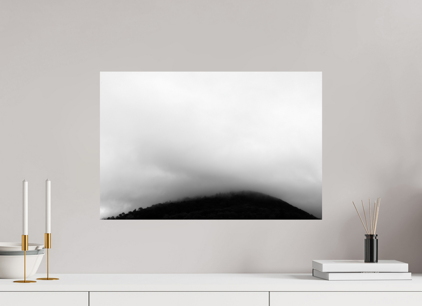 60 x 40 cm, Ilford Photo Print Haze II - Minimalistische Schwarzweiß-Landschaftsfotografie - Hochwertiger Abzug in Galeriequalität