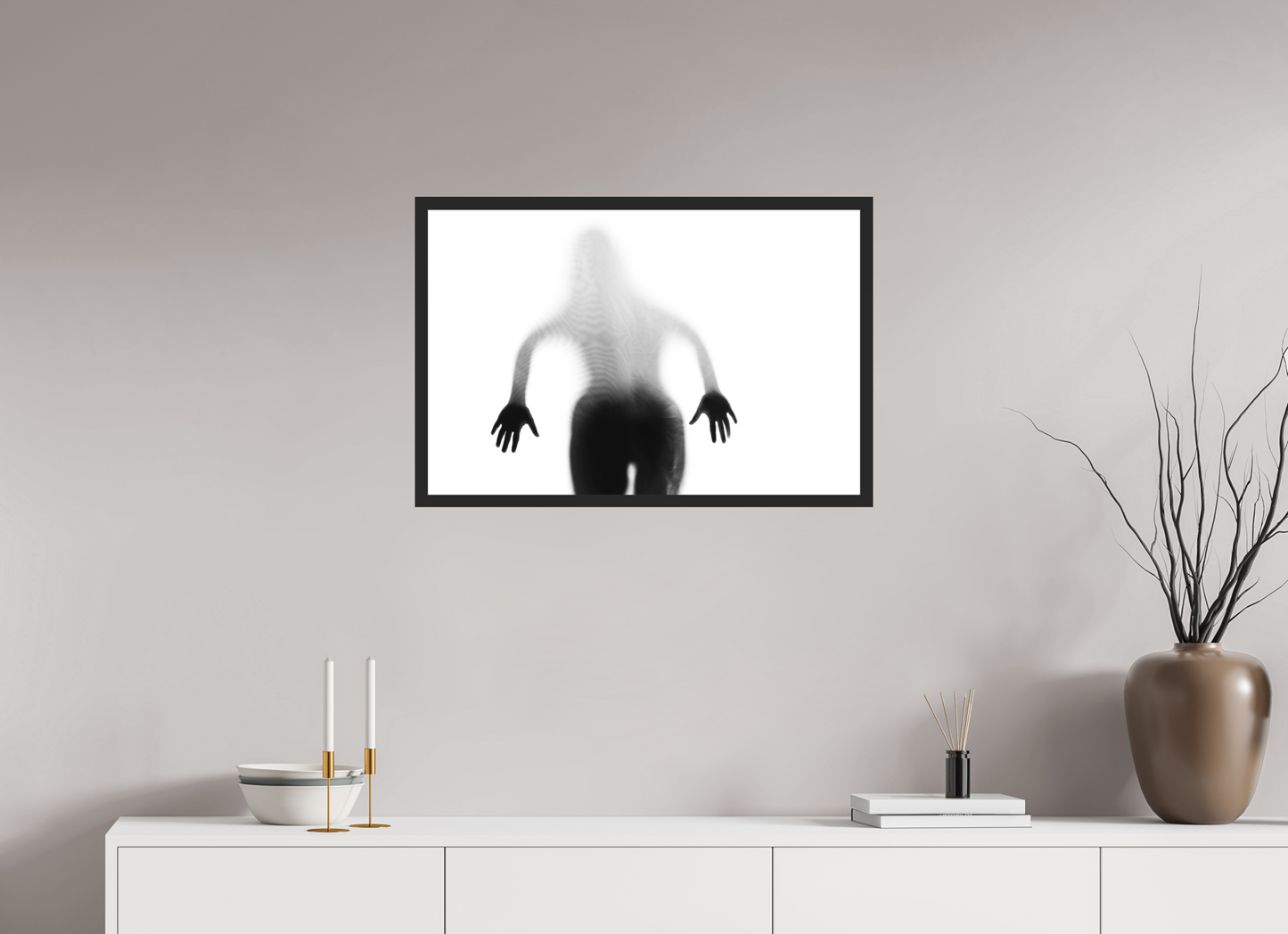 75 x 50 cm, Ilford on Aluminium, Framed Veil II - Abstrakte Schwarzweiß-Fotografie - Teilakt - Hochwertiger Abzug in Galeriequalität