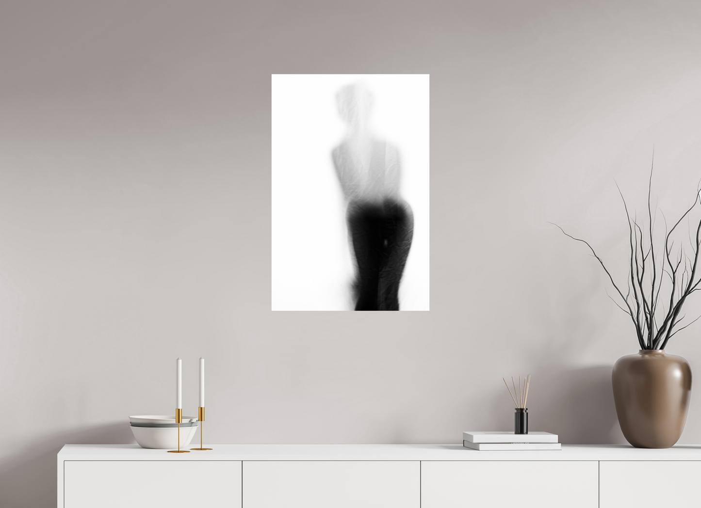 50 x 75 cm, Ilford Photo Print Veil - Abstrakte Schwarzweiß-Fotografie - Teilakt - Hochwertiger Abzug in Galeriequalität