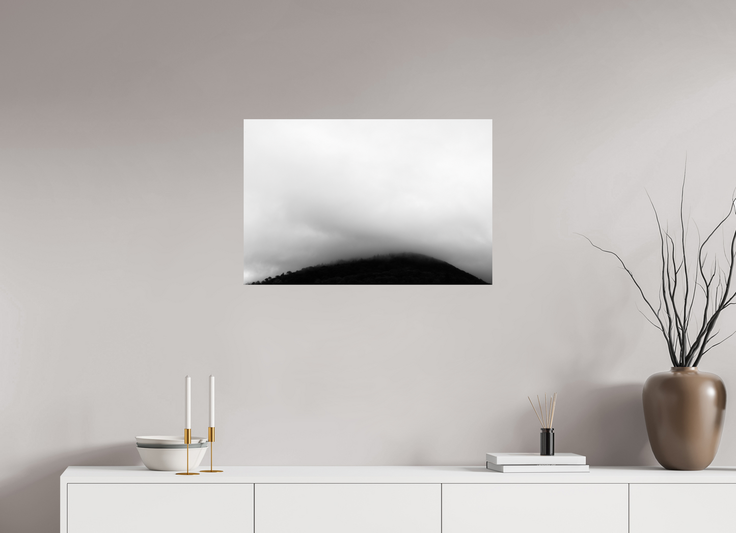 75 x 50 cm, Ilford Photo Print Haze II - Minimalistische Schwarzweiß-Landschaftsfotografie - Hochwertiger Abzug in Galeriequalität