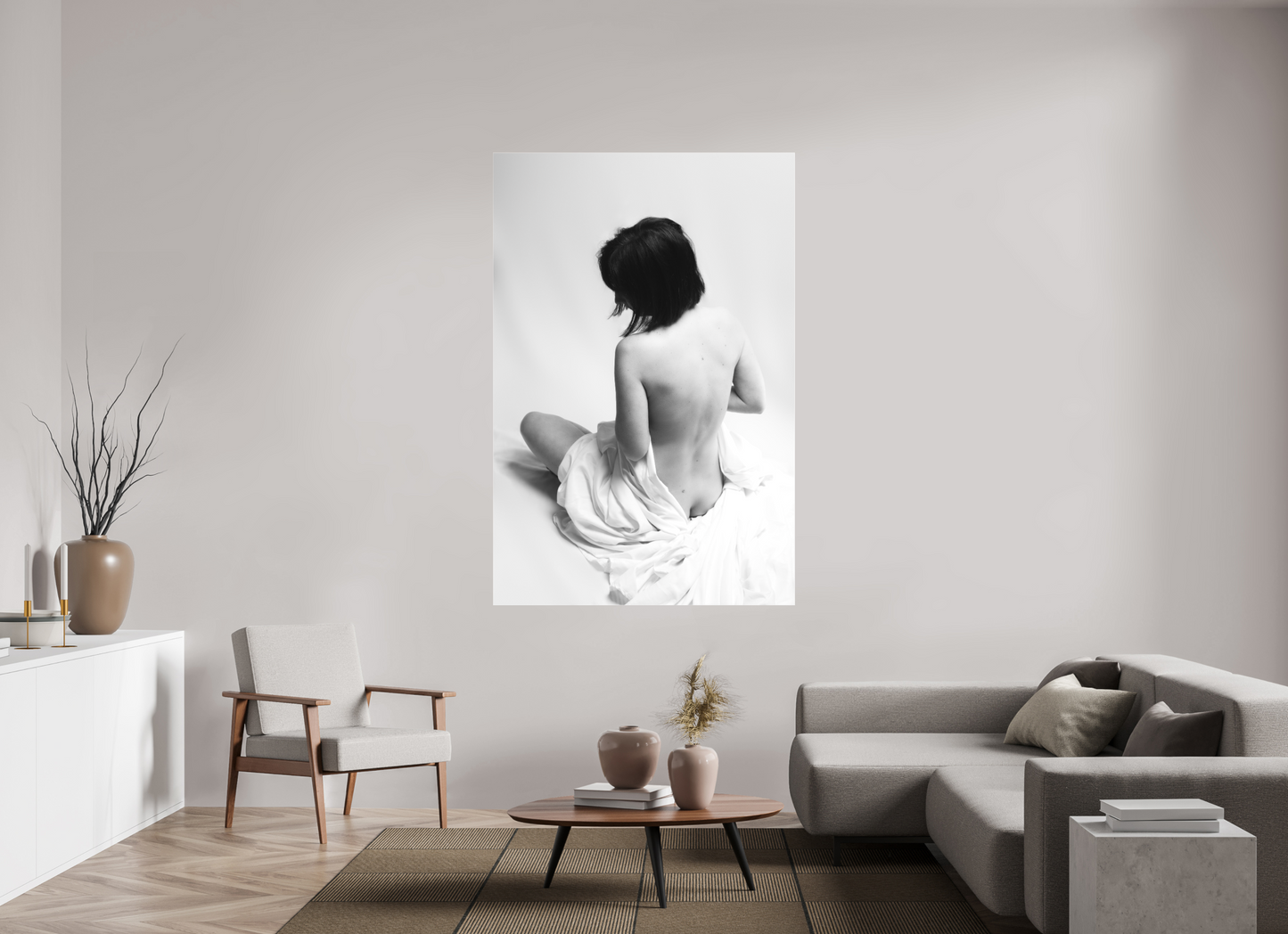 120 x 180 cm, Ilford on Aluminium behind Acrylic Glass Absent II - Schwarzweiß-Fotografie - Teilakt - Hochwertiger Abzug in Galeriequalität