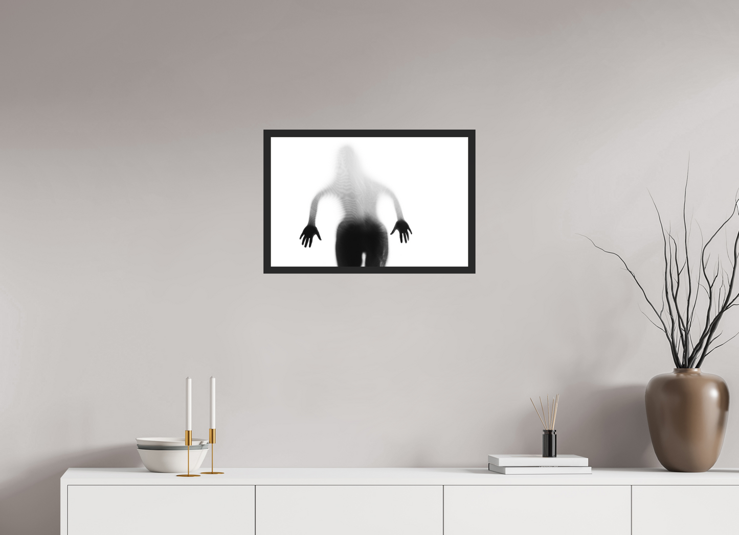 60 x 40 cm, Ilford on Aluminium, Framed Veil II - Abstrakte Schwarzweiß-Fotografie - Teilakt - Hochwertiger Abzug in Galeriequalität