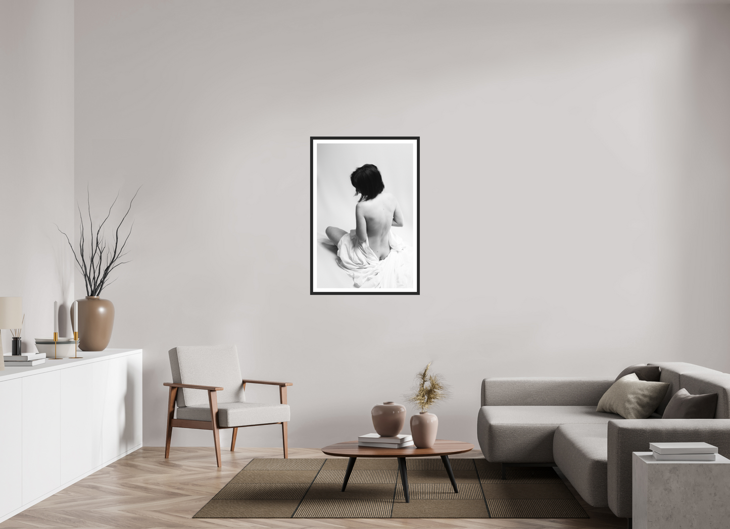 70 x 105 cm, Ilford on Aluminium, Framed with Border Absent II - Schwarzweiß-Fotografie - Teilakt - Hochwertiger Abzug in Galeriequalität