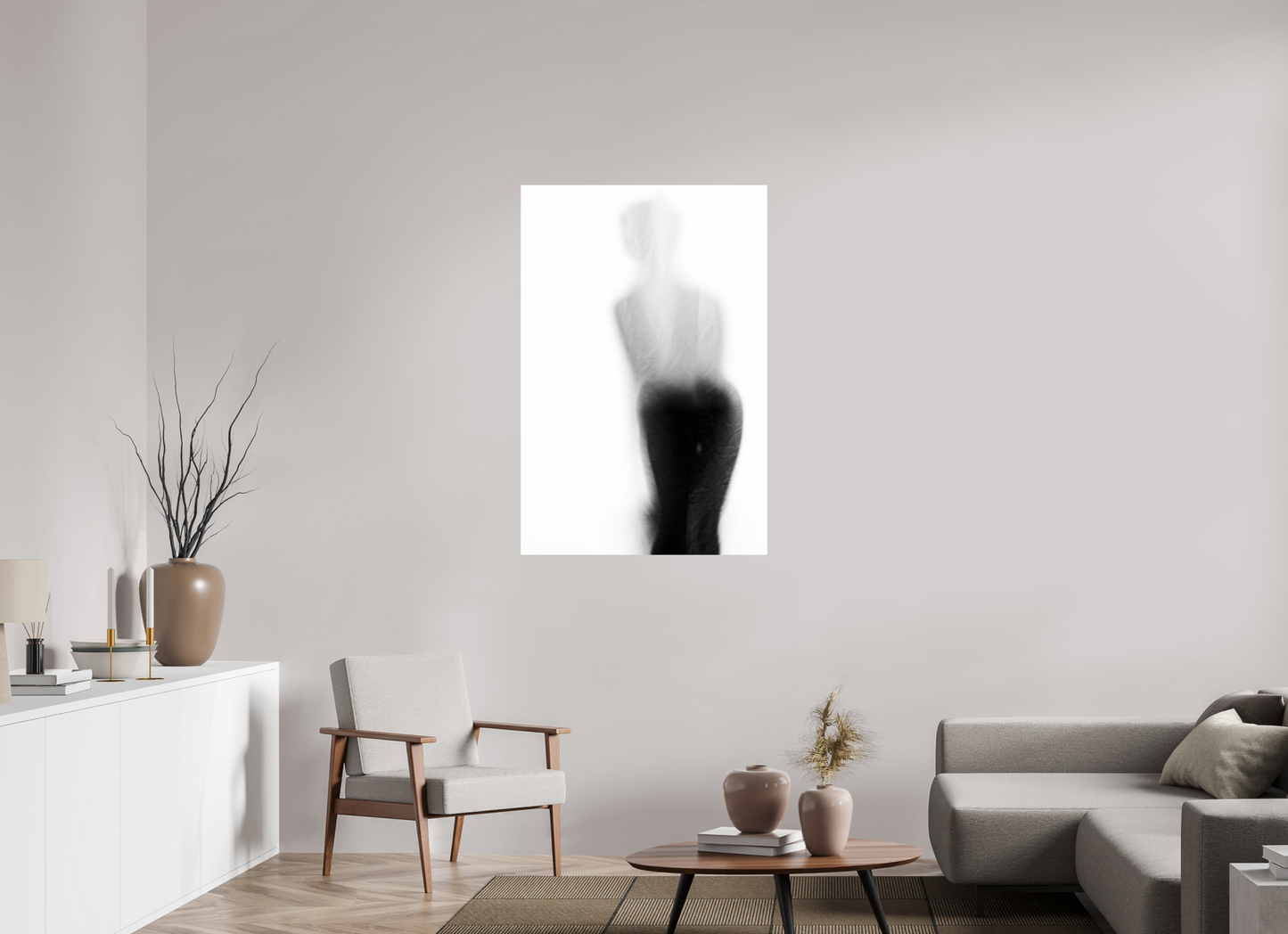 80 x 120 cm, Ilford Photo Print Veil - Abstrakte Schwarzweiß-Fotografie - Teilakt - Hochwertiger Abzug in Galeriequalität