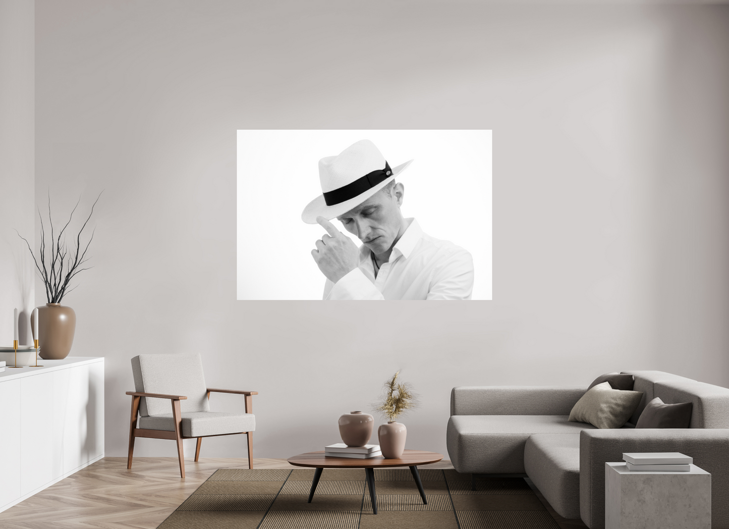 180 x 120 cm, Ilford Photo Print Contemplation - Schwarzweiß-Fotografie - Portrait - Hochwertiger Abzug in Galeriequalität