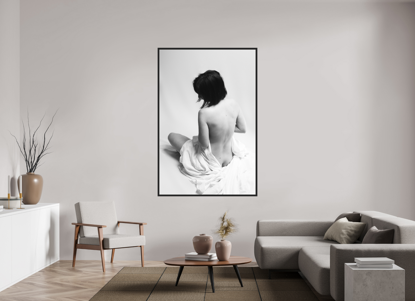 120 x 180 cm, Ilford on Aluminium, Framed Absent II - Schwarzweiß-Fotografie - Teilakt - Hochwertiger Abzug in Galeriequalität