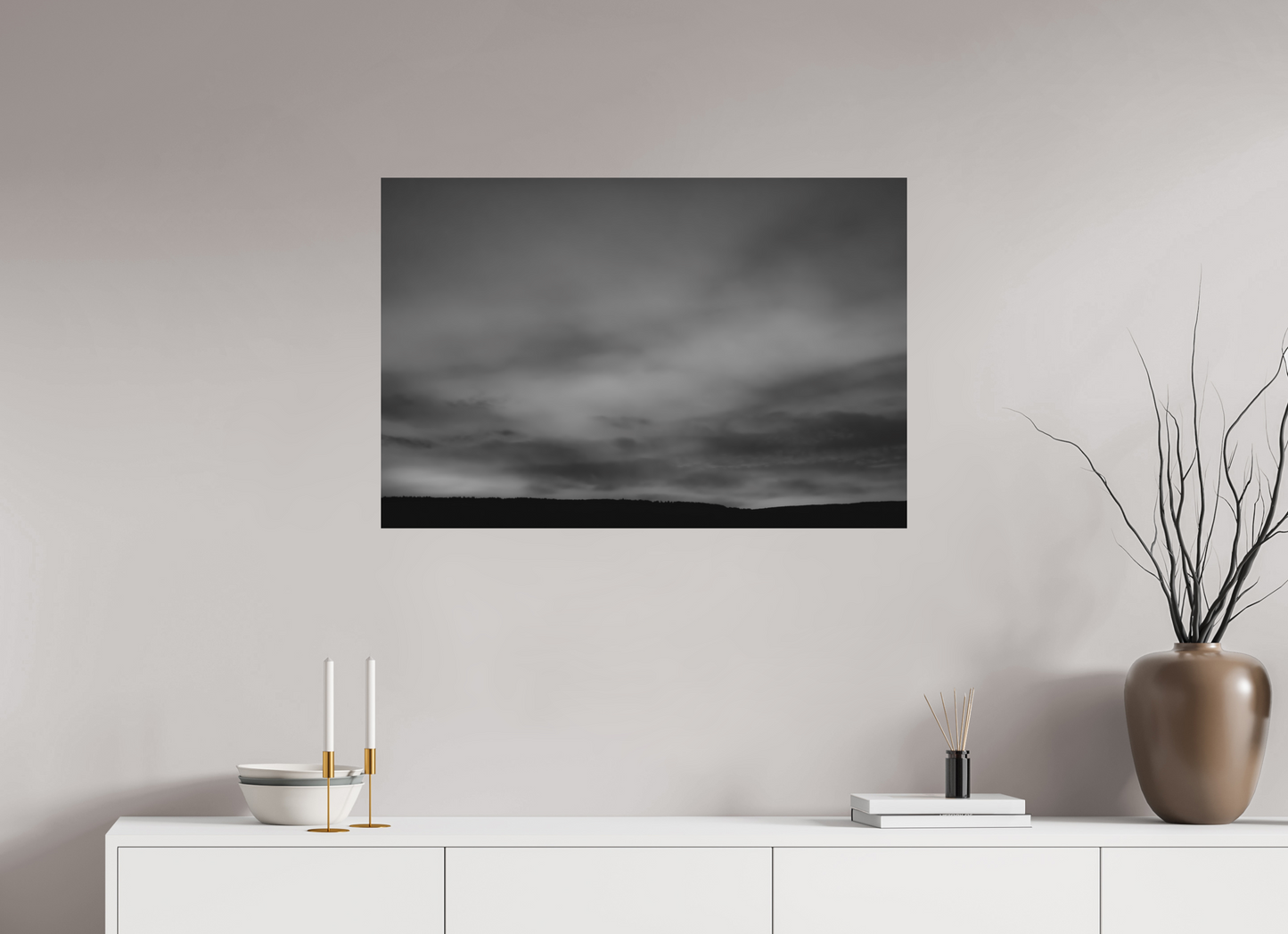 90 x 60 cm, Ilford on Aluminium Haze - Minimalistische Schwarzweiß-Landschaftsfotografie - Hochwertiger Abzug in Galeriequalität