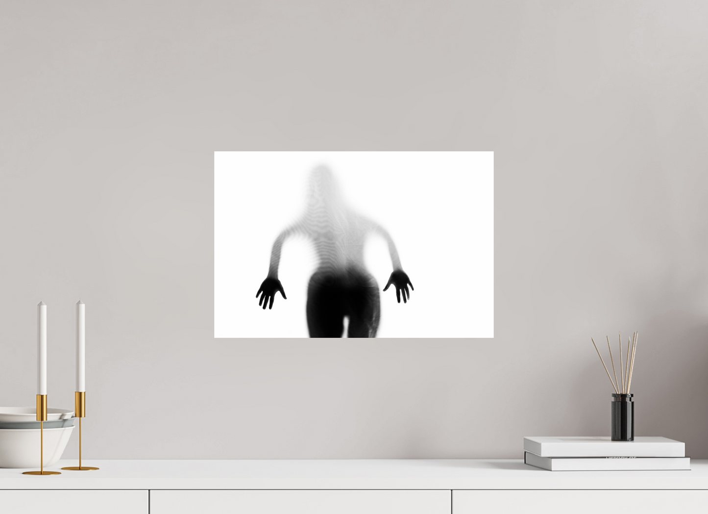 45 x 30 cm, Baryta Photo Print Veil II - Abstrakte Schwarzweiß-Fotografie - Teilakt - Hochwertiger Abzug in Galeriequalität