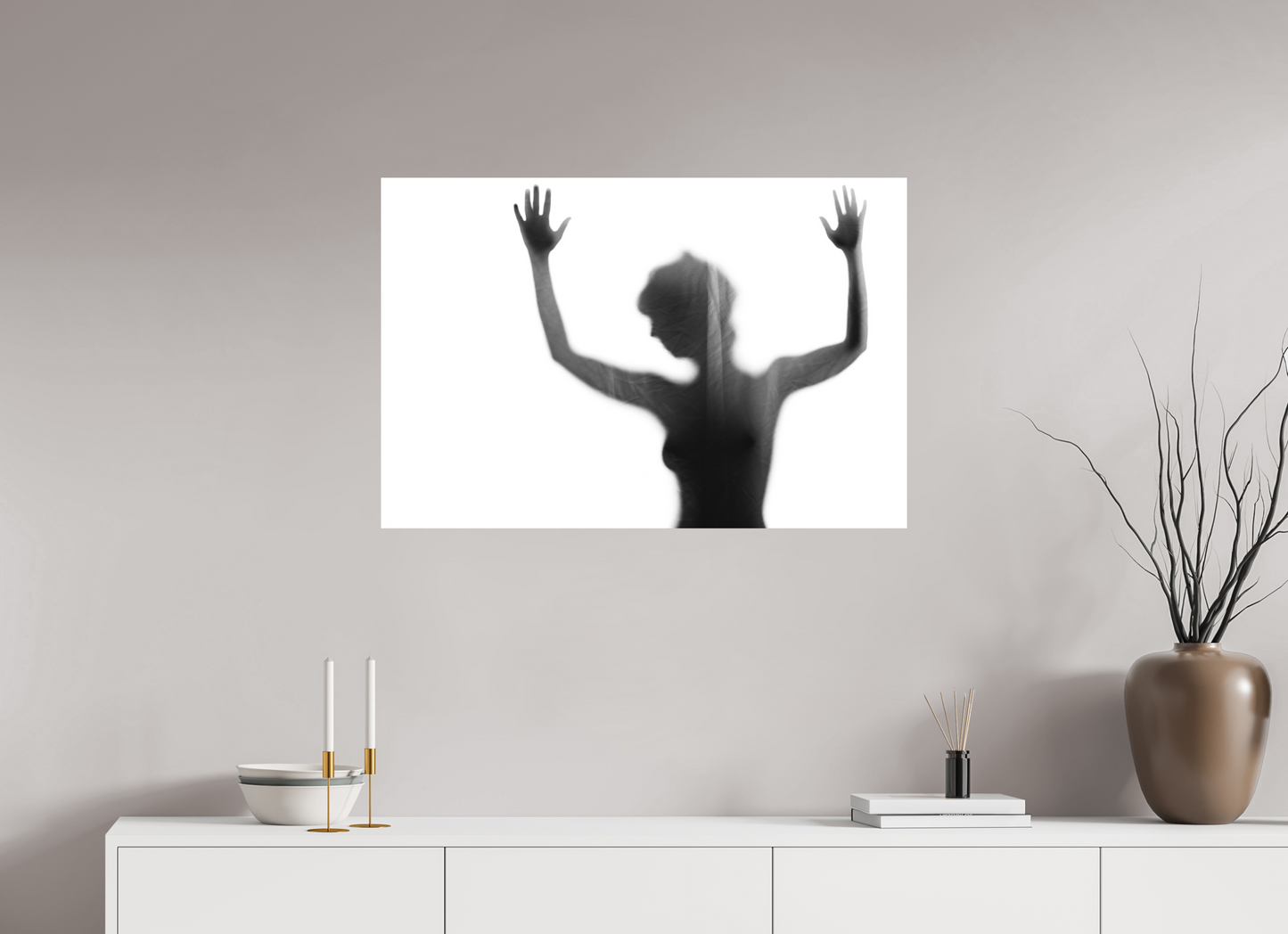 90 x 60 cm, Ilford on Aluminium Veil III - Abstrakte Schwarzweiß-Fotografie - Teilakt - Hochwertiger Abzug in Galeriequalität