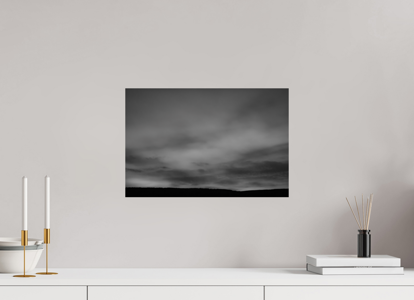 45 x 30 cm, Baryta Photo Print Haze - Minimalistische Schwarzweiß-Landschaftsfotografie - Hochwertiger Abzug in Galeriequalität