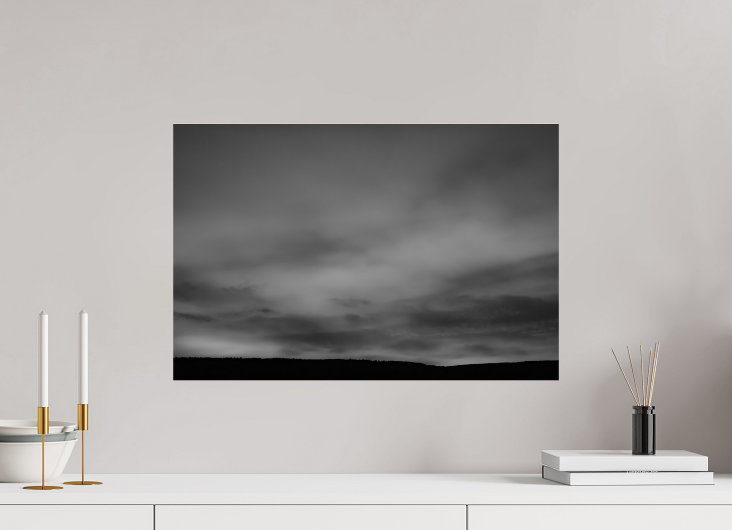 60 x 40 cm, Baryta Photo Print Haze - Minimalistische Schwarzweiß-Landschaftsfotografie - Hochwertiger Abzug in Galeriequalität