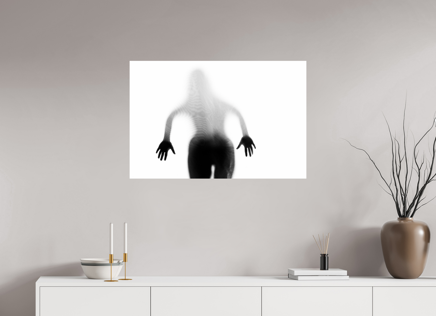 90 x 60 cm, Baryta Photo Print Veil II - Abstrakte Schwarzweiß-Fotografie - Teilakt - Hochwertiger Abzug in Galeriequalität