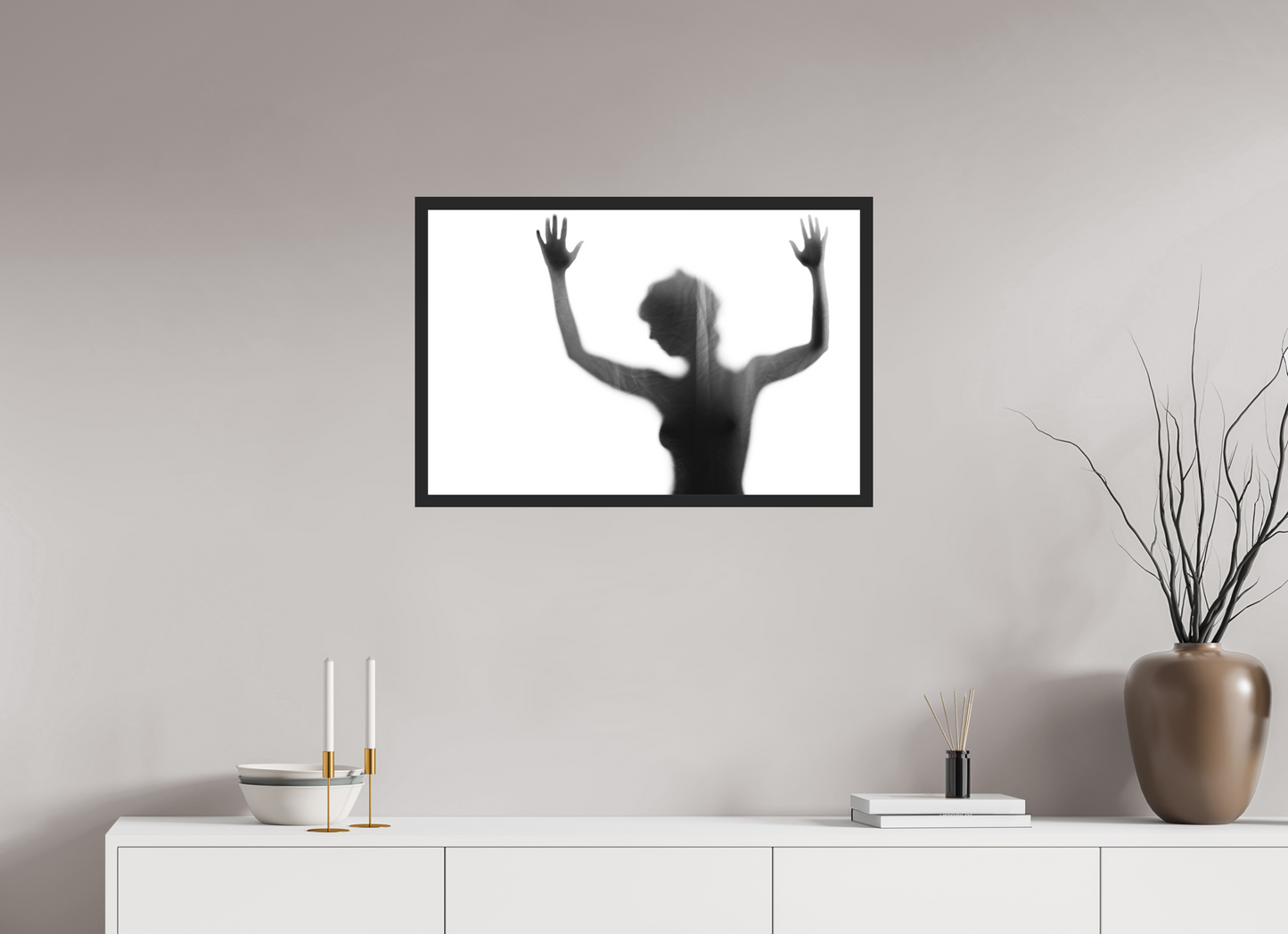 75 x 50 cm, Ilford on Aluminium behind Acrylic Glass, Framed Veil III - Abstrakte Schwarzweiß-Fotografie - Teilakt - Hochwertiger Abzug in Galeriequalität